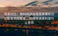 版本对比：黑料网游戏电竞黑幕新旧功能全流程解析，网络用语黑料是什么意思