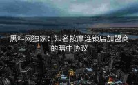 黑料网独家：知名按摩连锁店加盟商的暗中协议