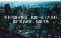 黑料网重磅推送：复盘年度十大黑料事件舆论走向，独家视角
