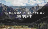 今天的黑料网资讯：深入了解每条资源的背后故事