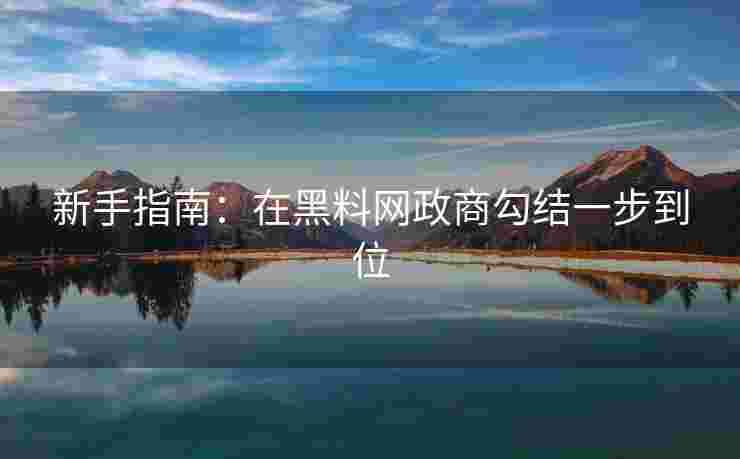 新手指南：在黑料网政商勾结一步到位